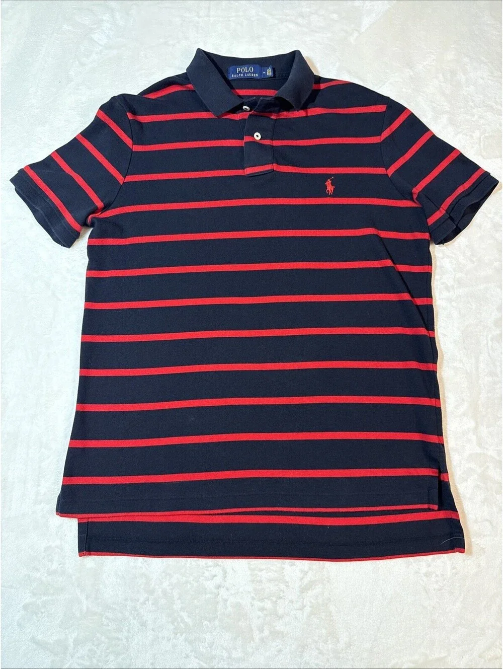 Polo Ralph Lauren Men's Striped Short Sleeve Polo Shirt Med Red/Blue